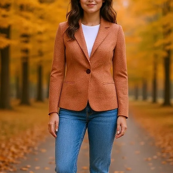 Missoni Camel Brown Stretchy Fitted Knit Blazer Office Siren Jacket Womens Small - Picture 1 of 13